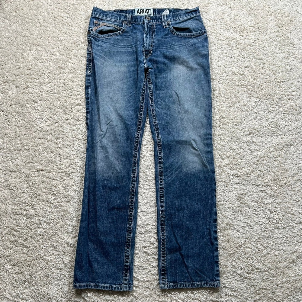 Ariat M2 Relaxed Boot Cut Jeans 38X36 (Fits 38X34) Blue Medium Wash Denim Mens